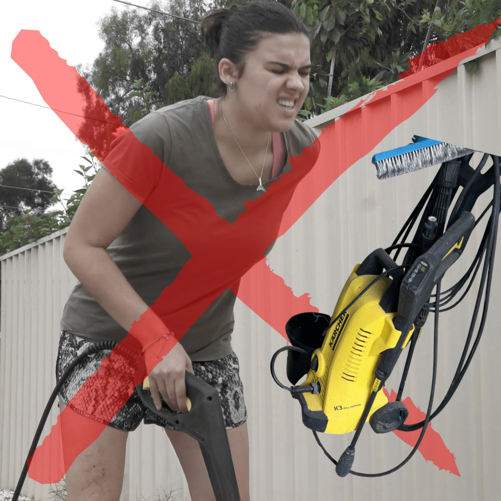 DIY concrete resurfacing attempt leading to uneven and flawed outdoor flooring.