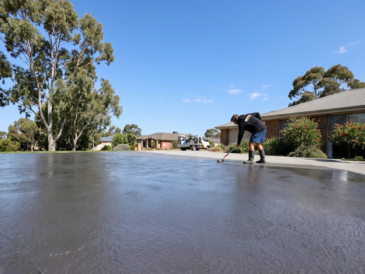 Surface Rescue technician sealing a concrete driveway