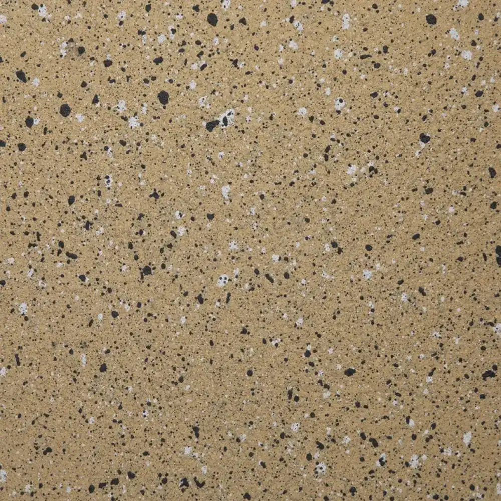 Sandy Beach coating colour sample in sandy tan with black and white speckles